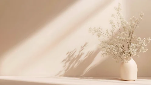 Sunlit baby’s breath dancing in a porcelain hush of beige.