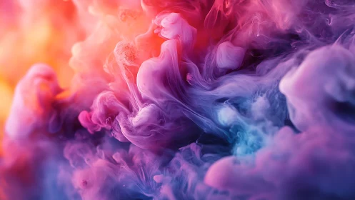 Billowing clouds of colorful ink drift in dreamy motion