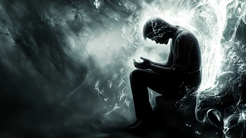 Ghost-lit thoughts condense as a restless soul reboots