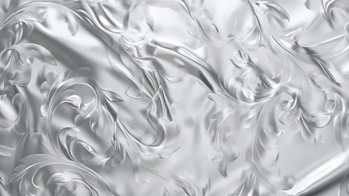 Engraved metallic arabesque pattern forms fluid reflective relief