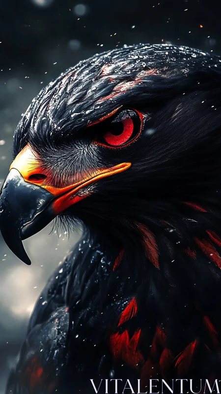 Storm-forged raptor profile with blazing red accents.