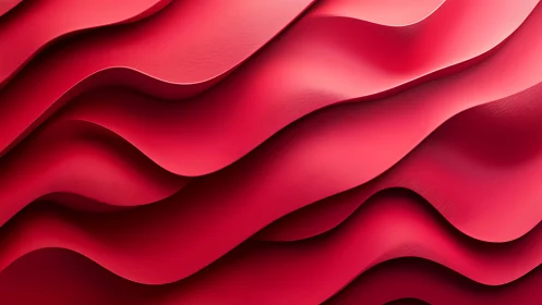 Vibrant Red Abstract Waves with Smooth 3D Layered Design.