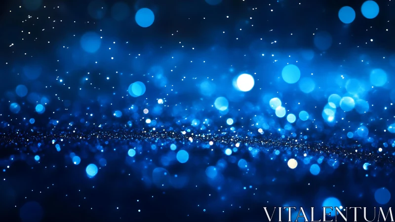 Sparkling Blue Bokeh Lights Abstract Background in Soft Focus.