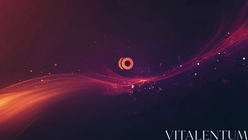 Central orange ring with flowing light streak across field.