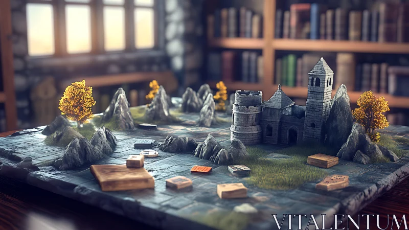 Enchanted Castle Diorama Nestled in Autumn Wonder.