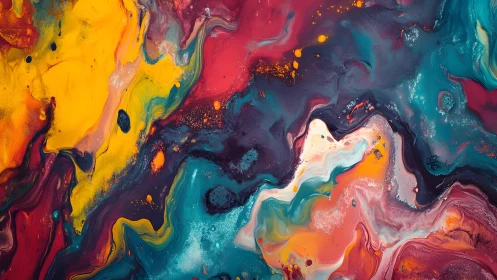 Vivid Abstract Fluid Art With Bright Swirls and Dynamic Colors.
