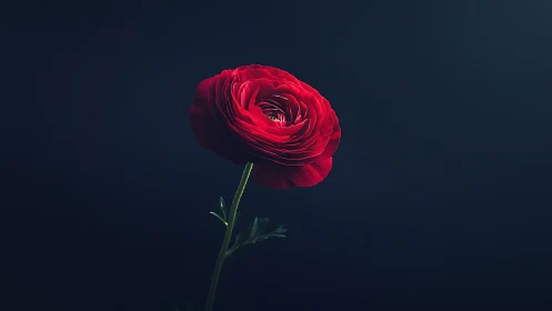Crimson Ranunculus Against Dark Void