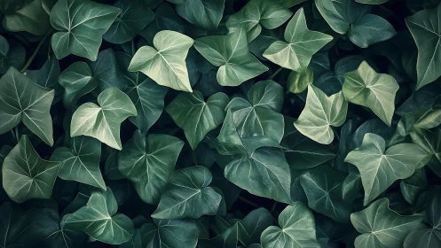 Ivy leaves quietly choreograph a deep green forest mosaic
