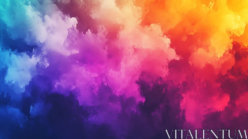 Chromatic storm clouds swirl in a radiant digital sky.