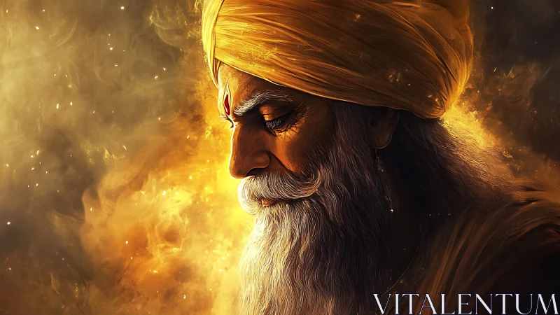 Ember crowned elder drifting through molten quiet skies.