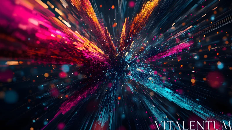 Vivid Abstract Light Burst With Neon Colors In Futuristic Digital Style.
