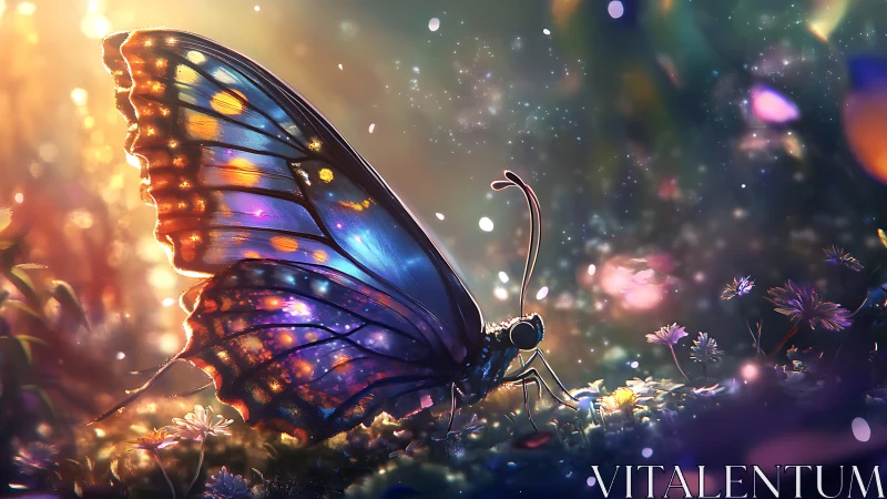 Starlit garden butterfly dreaming in prismatic twilight bloom.