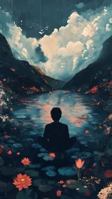 Sky-drunk dreamer levitates above a lily-lit river of hush.