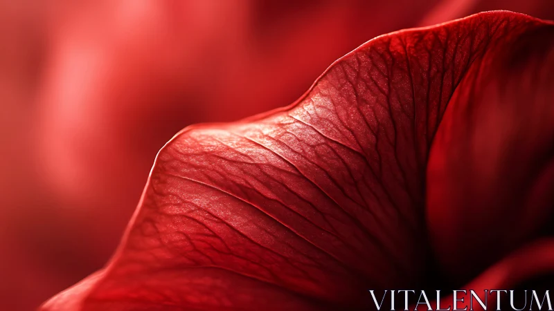 Macro study of red petal veins under directional light