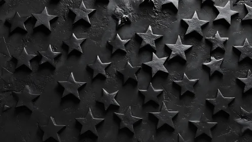 Moody black stars gently glow against a textured dark sky