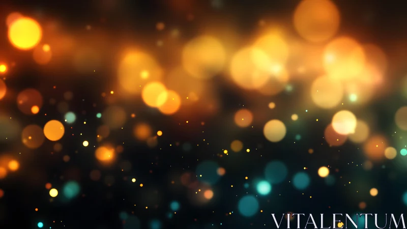 Warm golden and teal bokeh lights abstract digital background.
