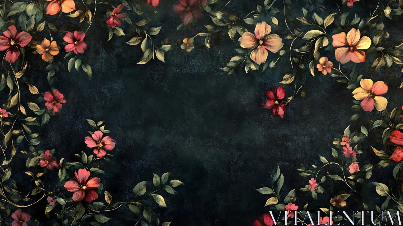 Midnight Garden's Floral Ballet: Blooms Against Velvet Darkness