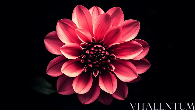 Pink Dahlia Bloom Against Black Background