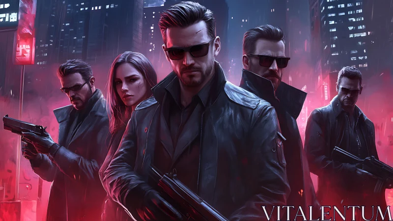 Midnight operatives carve neon shadows through the city glare