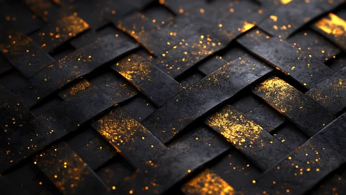 Glimmering ember flecks warm a woven dark metallic surface