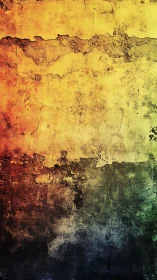Grunge wall texture with warm to cool color gradient.