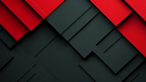 Bold red and black geometric layers create a sleek dynamic backdrop
