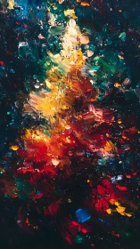 Abstract vertical canvas with dense luminous color field.