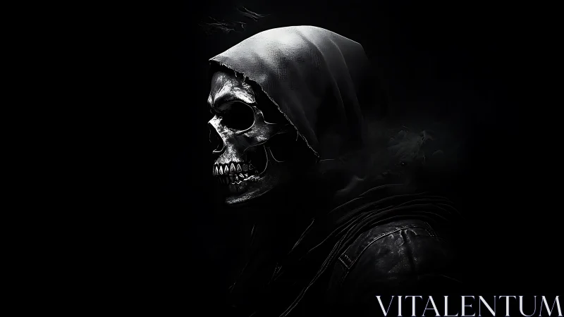 Hooded midnight reaper grinning from the void&rsquo;s edge.