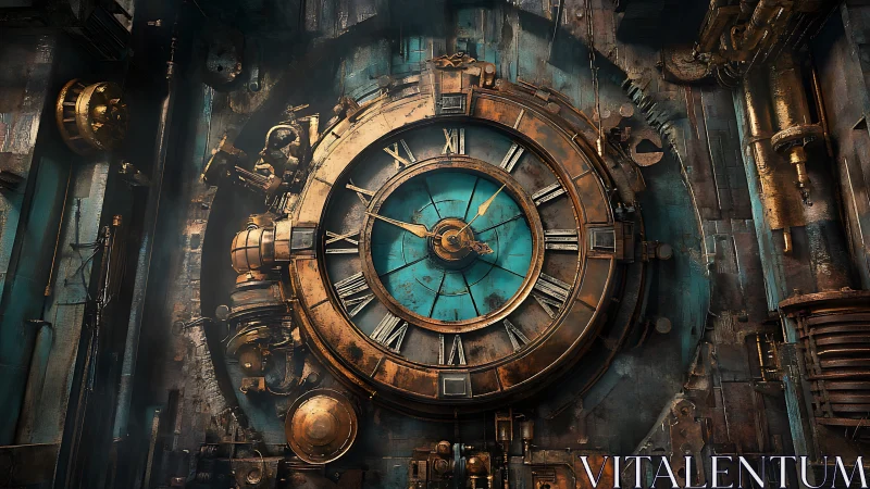 Massive steampunk chronometer with oxidized brass housing dominates