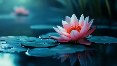 Moonlit lily whispers over glassy water in quiet bloom