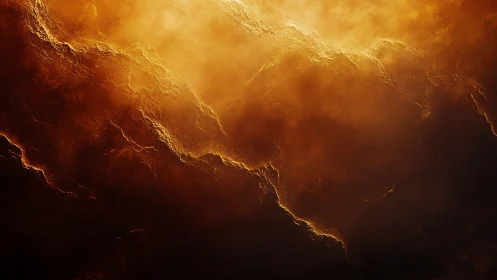Molten Clouds: Golden Light Through Turbulent Sky.