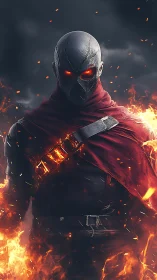 Flaming masked antihero emerges from smoke-filled darkness