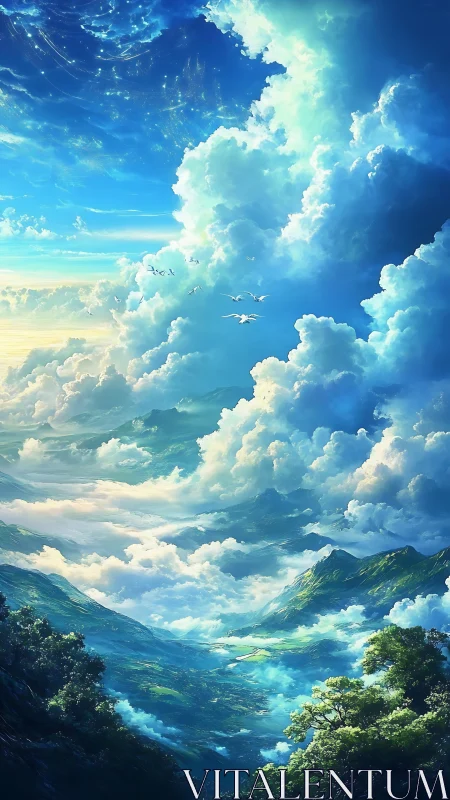 Sky-touched valleys beneath rivers of wandering clouds.