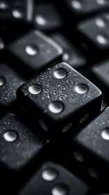 Macro study of textured black dice under specular lighting.