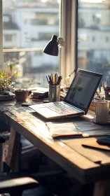 Sunlit home workspace welcomes calm, focused creativity