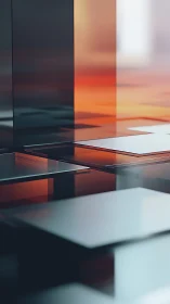 Rectangular translucent planes form layered geometric structure