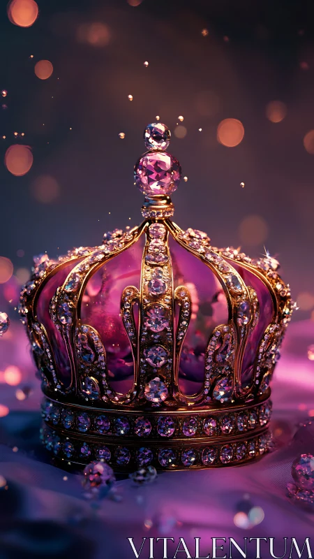 Radiant jeweled crown gleams in dreamy bokeh light.