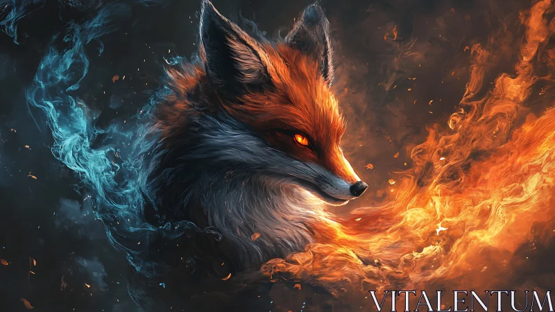 Elemental fox spirit commands swirling fire and frost