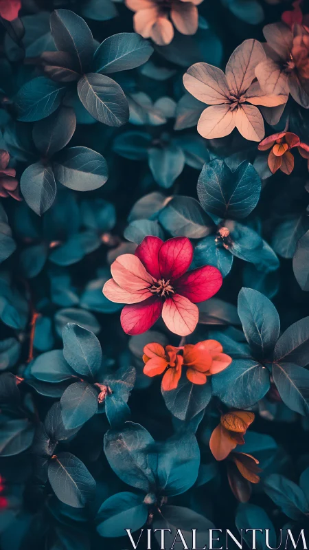 Luminescent Petals: Chromatic Botanical Layering in Dual-Tone Illumination.