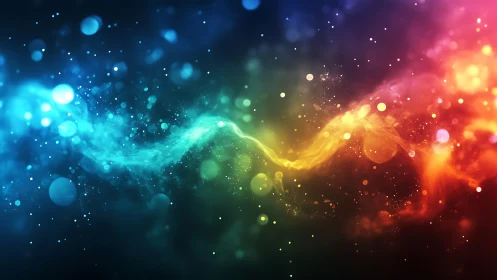 Cosmic rainbow currents swirl through glittering stardust space.