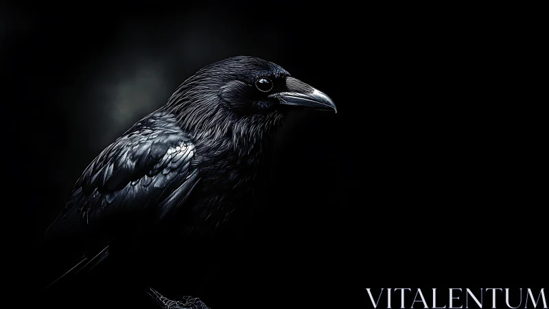 Black Raven in Profile: High-Contrast Portrait Photography.