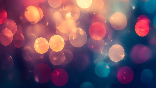 Abstract bokeh lights in vibrant colors, dreamy and soft focus.