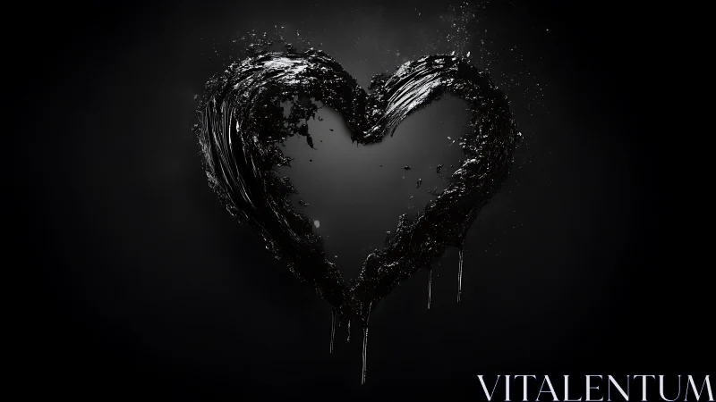 Water heart shape frozen in darkness