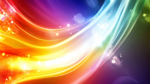 Curved chromatic light trails form a radiant abstract spectrum