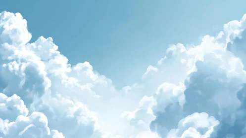 Layered cumulus cloud formations under clear sky.