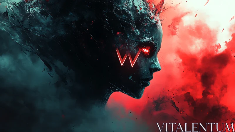 Neon-eyed void whisperer carves a W of light through chaos