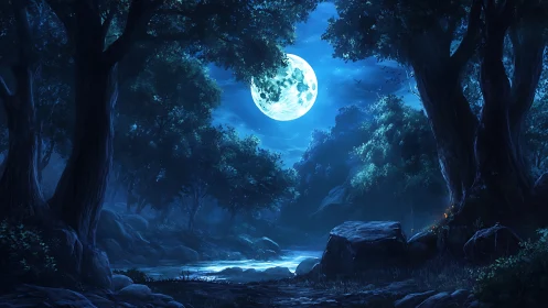 Moonlit Forest Escape: A Mystical Journey Through Ancient Woods.