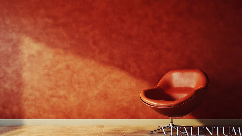 Curved modern lounge chair set against sunlit textured wall