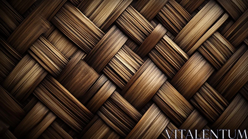 Close-up of Traditional Woven Bamboo Pattern in Warm Natural Tones.