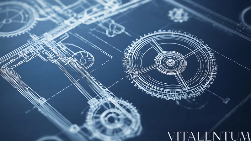 Mechanical gear blueprint captures precise industrial design